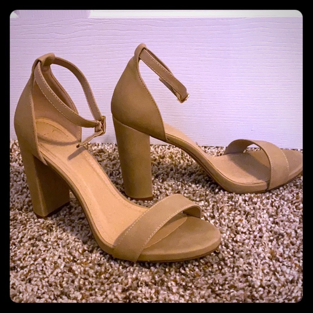 Nude strappy heeled sandals
